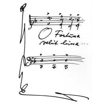 (Notenzitat aus ›Carmina Burana‹ in der Handschrift Carl Orffs)