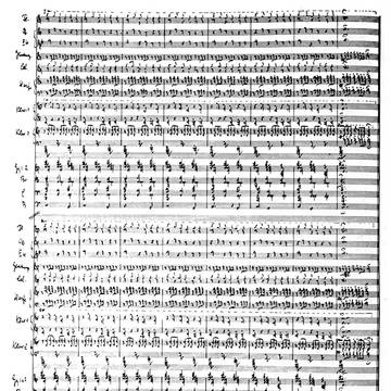 Die ›Entrata‹ nach William Byrd für fünfchöriges Orchester und Orgel wurde 1930 von Hermann Scherchen in Königsberg uraufgeführt. »Scherchen dirigierte die als Hauptorchester zusammengezogenen Chöre[...]im großen Sendesaal des Funkhauses; die zwei Trompeten- und Paukenchöre[...], die in jeweils einem anderen weit entfernten Raum aufgestellt waren, leitete er[...]durch Lichtsignale.«[2] (letzte Seite der autographen Partitur ›Entrata‹ nach William Byrd 1928)