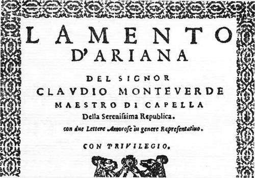 (Facsimile of the title page, Claudio Monteverdi)